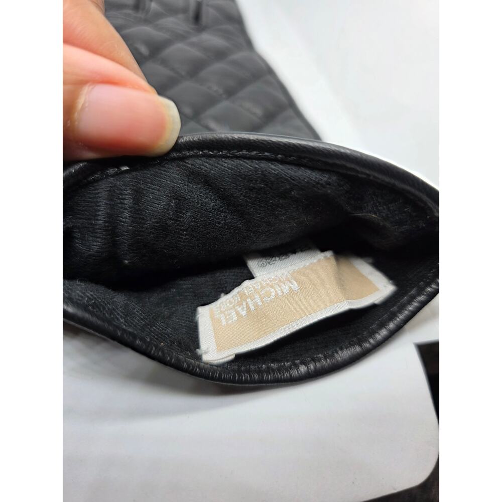 Michael Kors Black Quilted Leather Gloves - Picture 4 of 6